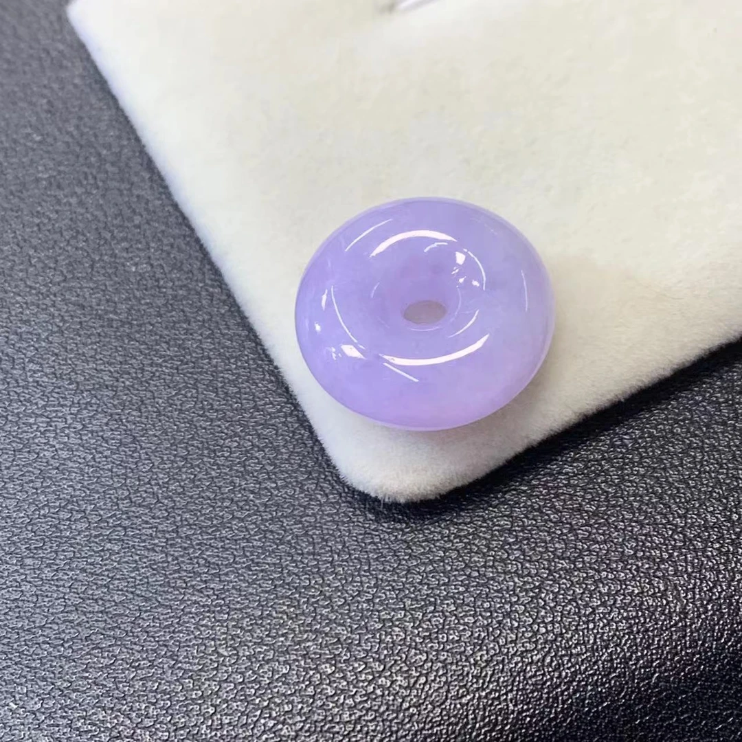 【金鑫】翡翠红春紫面包扣吊坠*老种红春紫平安面包扣缅甸翡翠A货