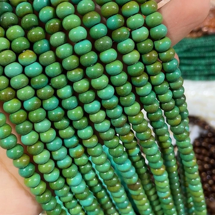 玛瑙/玉髓合金珠宝半成品一条6mm菜籽率松石算盘珠