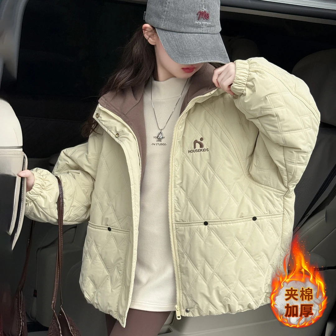 女童夹棉外套秋冬装2025新款儿童韩系棉服女孩大童初冬二棉棉衣潮