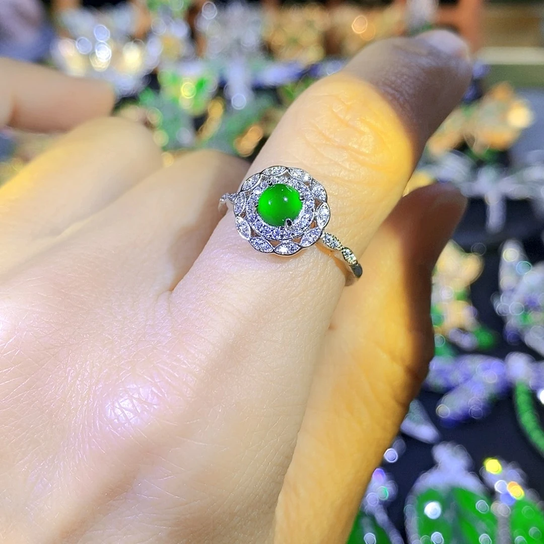 吊坠(不含链)银S925镶嵌翡翠