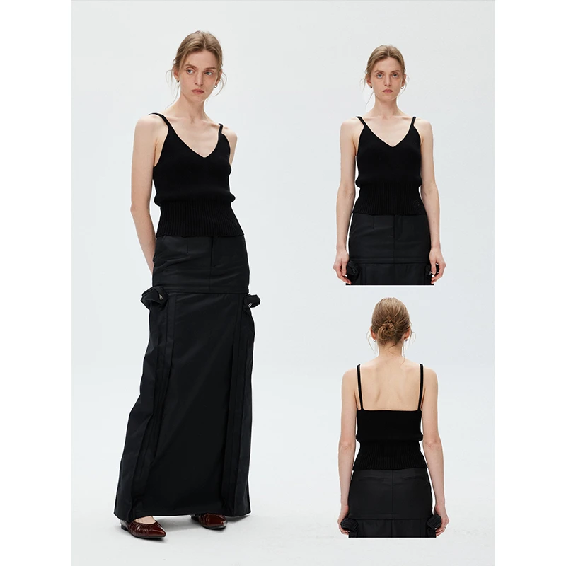 COCONUTPLAM*经典深v型毛织吊带背心Open Back Tops