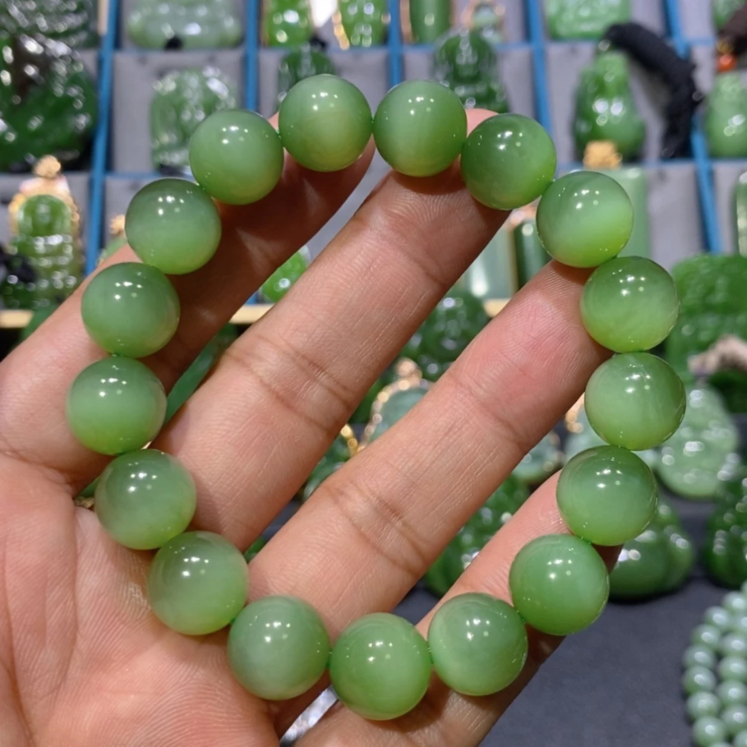 【闪购商品】和田玉吊坠(不含链)未镶嵌粉绿猫眼手串 12