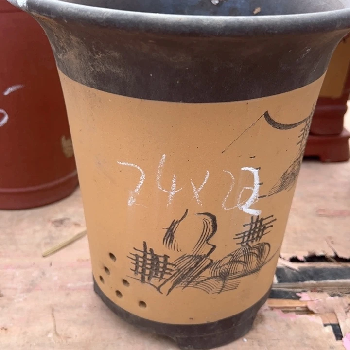 红陶紫砂兰花盆微瑕