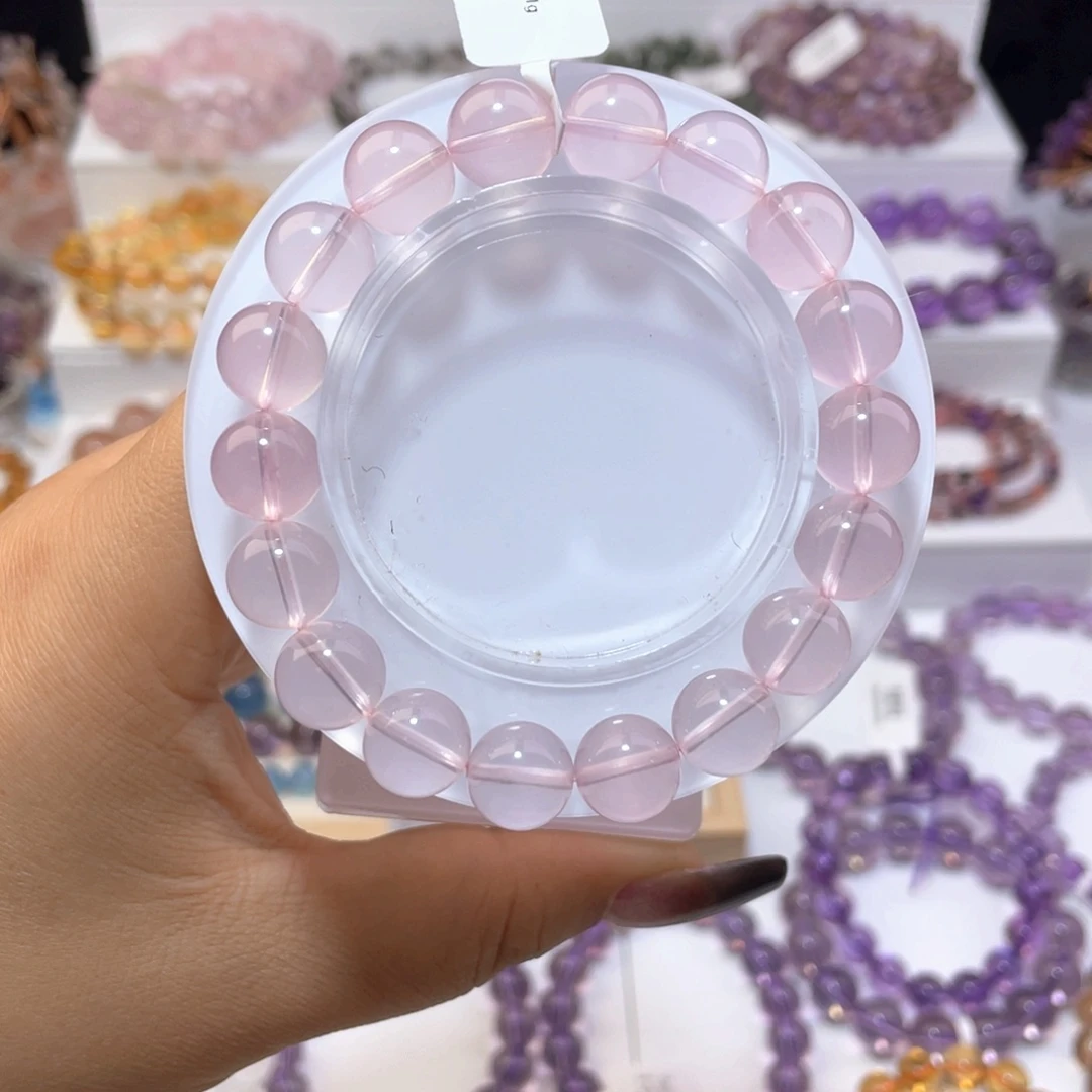 水晶手链未镶嵌天然粉水晶手链11.2mm