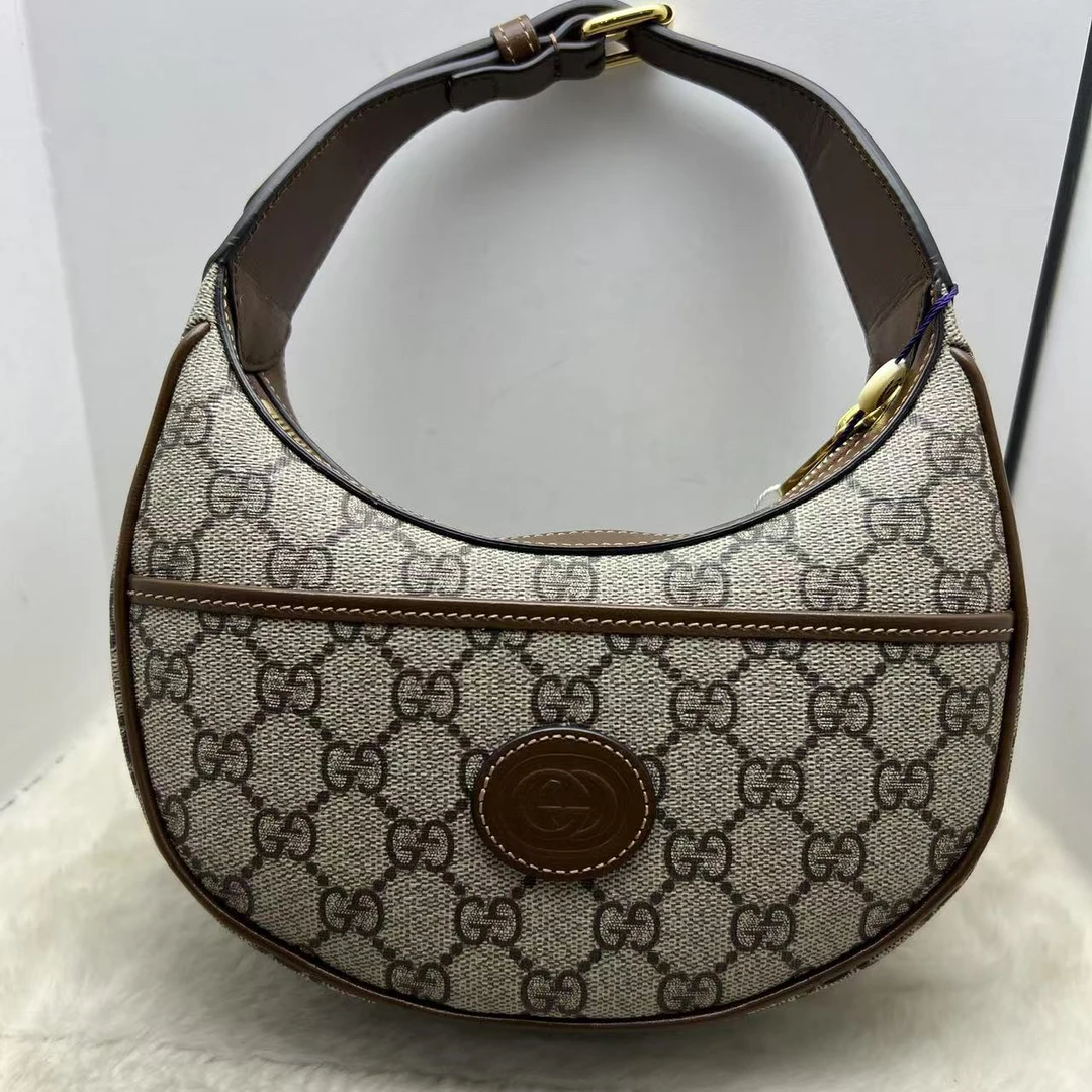 99新 GUCCI/古驰 新款老花matelasse月牙包单肩斜挎包52F20017