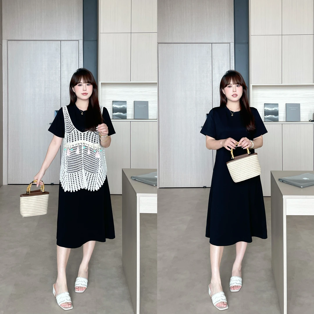 现货当天发-慕翎【蔷薇花】真两件拼接解流苏马甲连衣裙两件套装