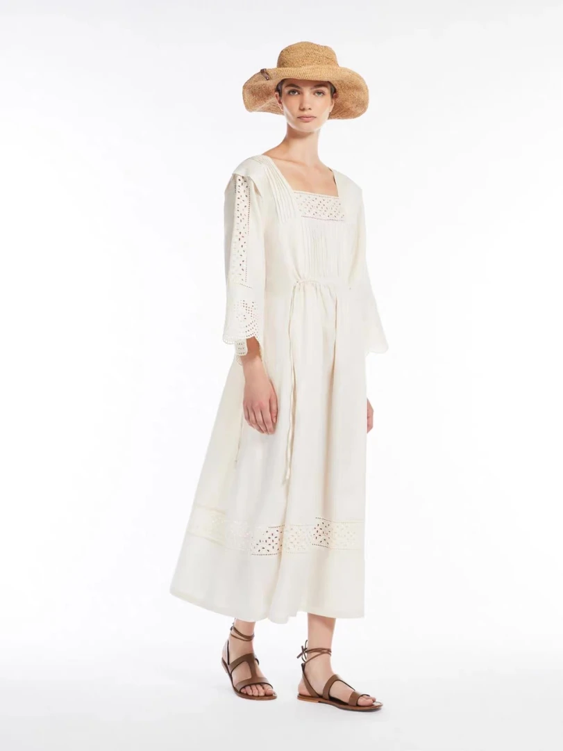 未使用 MaxMara 现货 luglio 度假连衣裙蕾丝气质白色法式连衣裙
