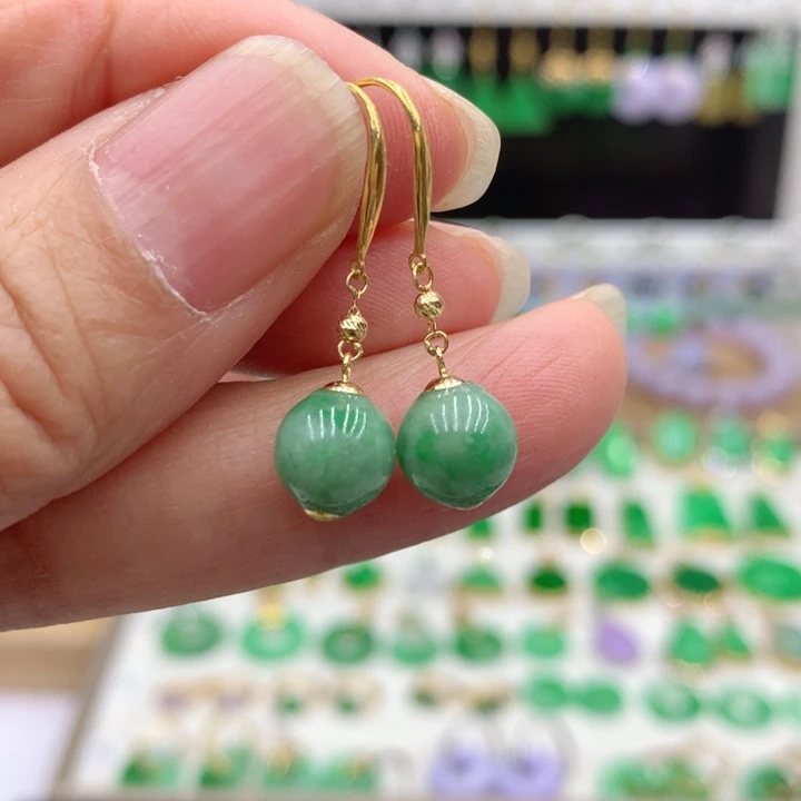 翡翠18K金镶嵌耳饰