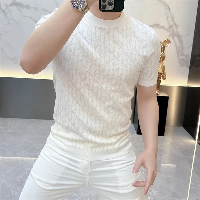 欧货轻奢高品质短袖T恤男时尚休闲夏季潮流百搭半袖印花上衣潮033