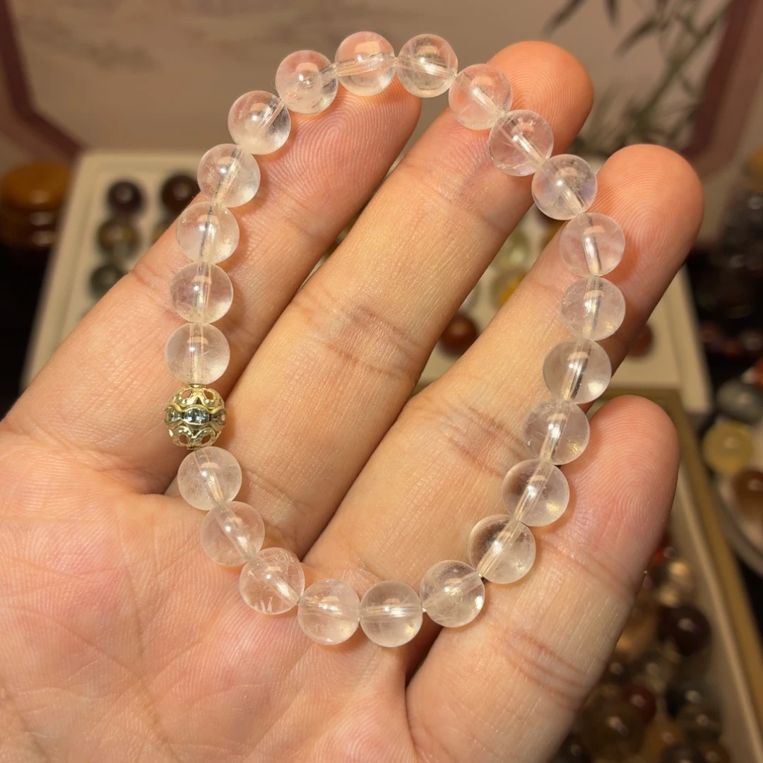 水晶未镶嵌珠宝半成品7mm+白幽灵单圈多样性发货