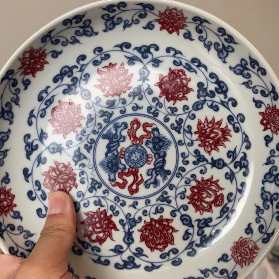 瓷片景德镇釉里红缠枝莲大壶承