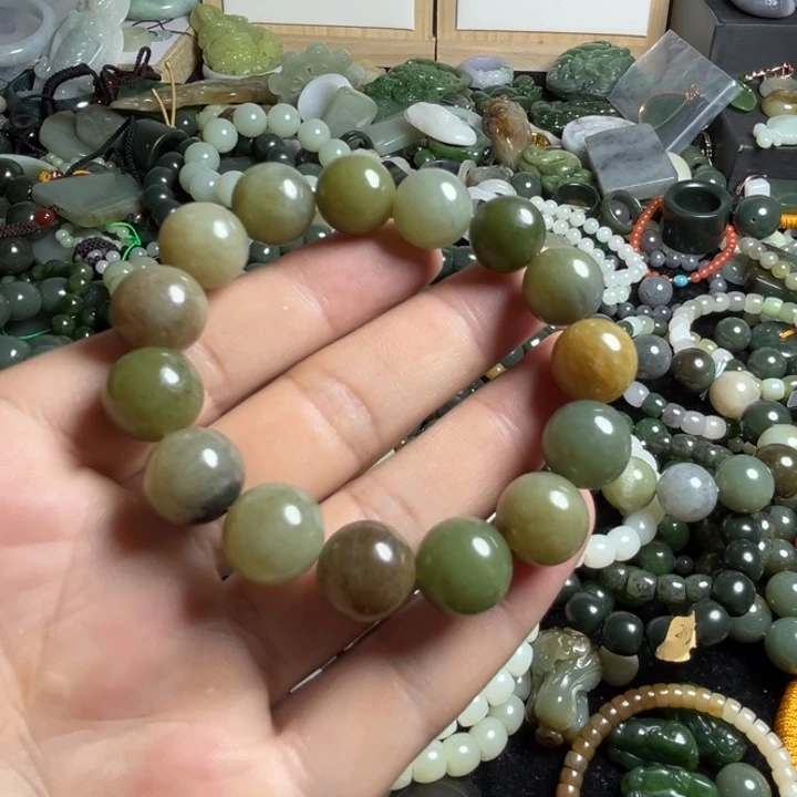 和田玉手串未镶嵌卡14