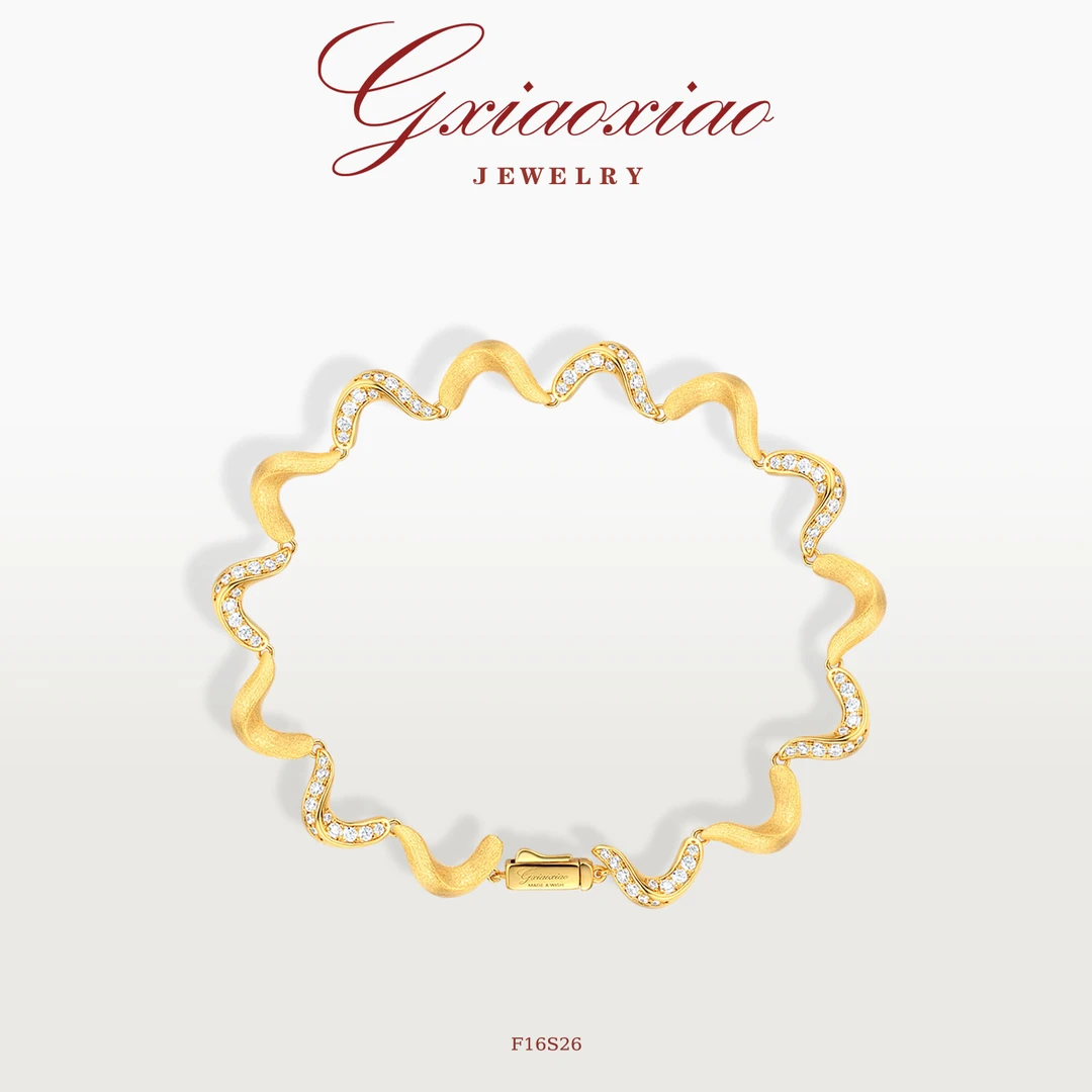 G XIAOXIAO 镀K金【金漪幻波】法式高级感波浪电话线手链 F16S26