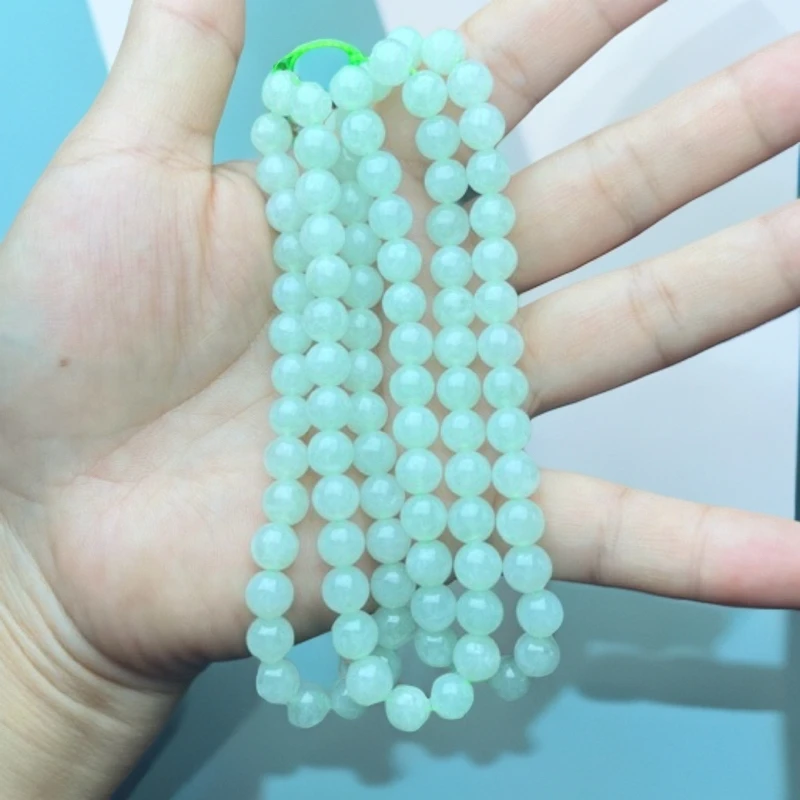 翡翠珠链天然缅甸A货翡翠圆珠直径7mm左右百搭款