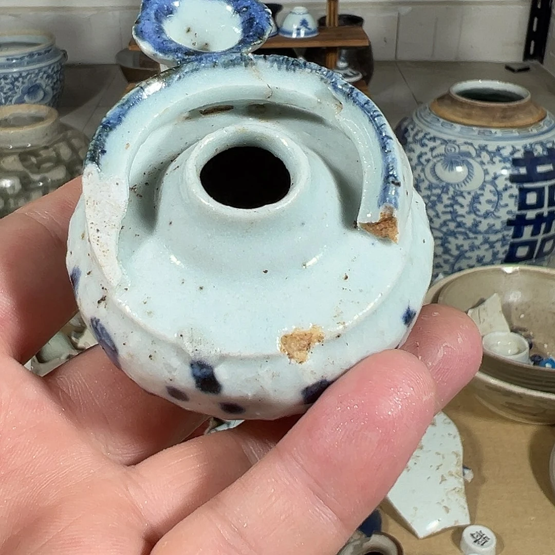 古***堂瓷片青花水滴，全场包邮