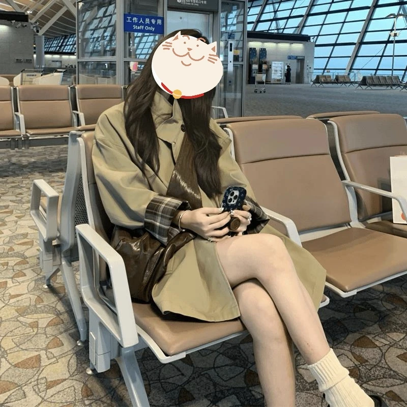 2025春秋新款设计感经典撞色风衣外套英伦风显瘦宽松大衣洋气时尚