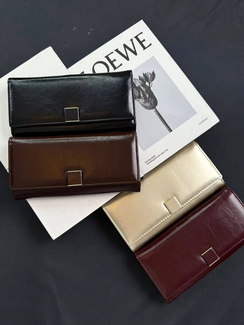 【磁铁磁吸扣钱包】超软油蜡皮女士钱夹长款 多卡位时尚高档气质