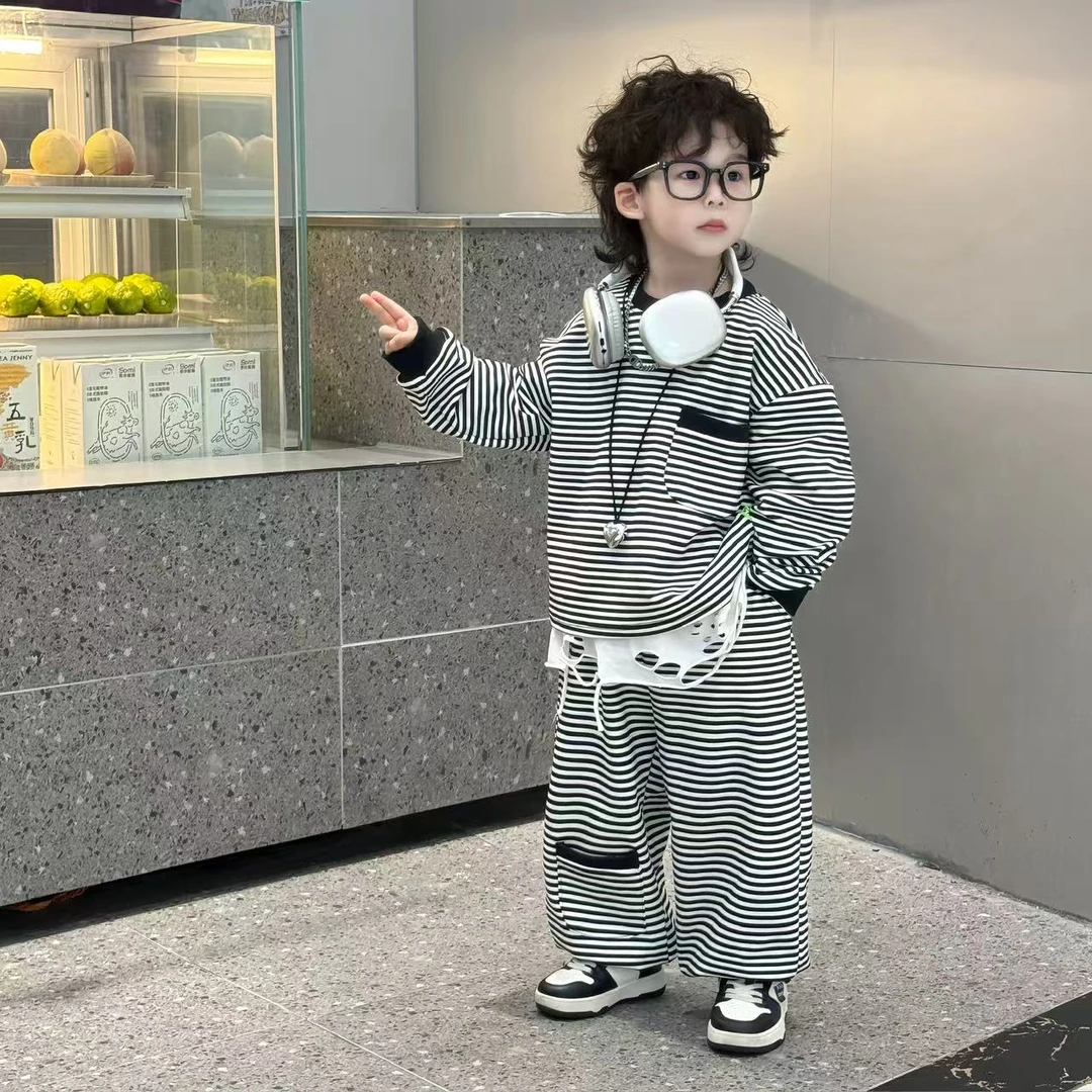 【时尚合集】条纹套装韩国童装洋气中性款舒适随性