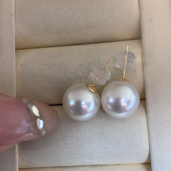 18K金镶嵌耳饰海水珍珠