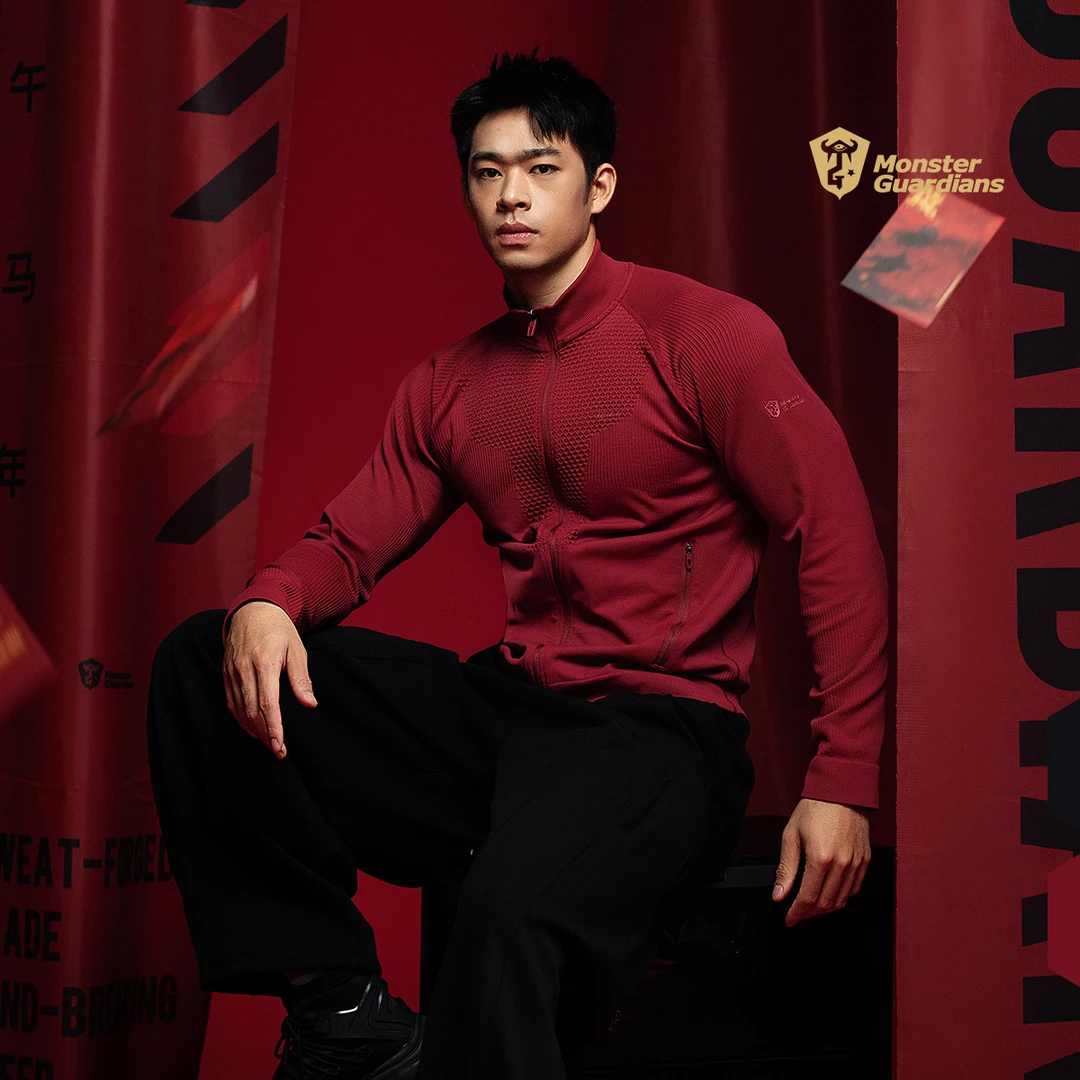 MonsterGuardians马年限定款男子秋冬一体编织健身训练长袖外套