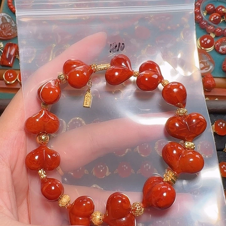 南红玛瑙银S925镶嵌手串