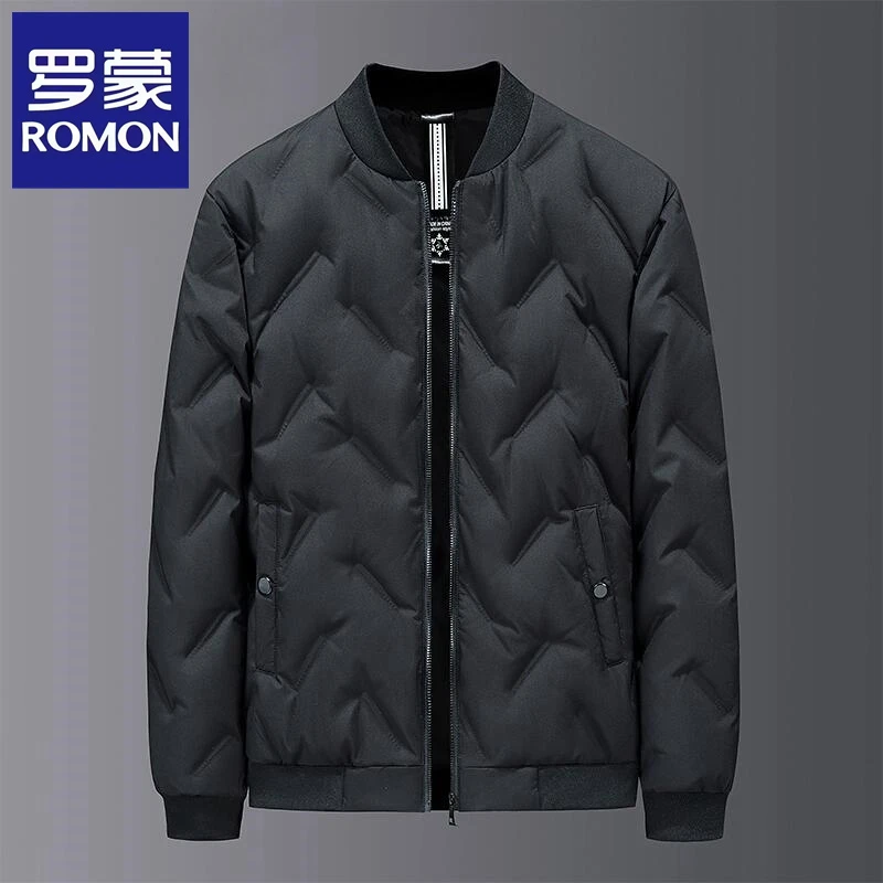 罗蒙羽服修身新款冬季青年绒服保暖防风休闲保暖男士潮流短款外套