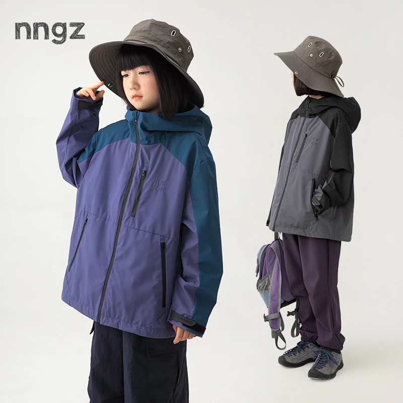 NNGZ山系户外女童撞色机能外套防风保暖夹克儿童