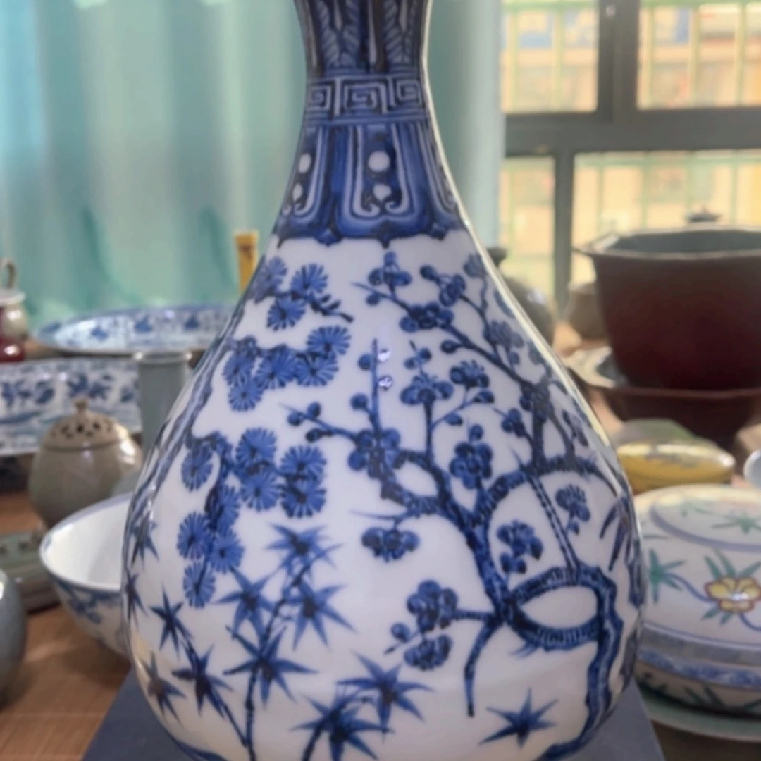 【闪购商品】松竹梅数码廖玉壶春瓶对对对人
