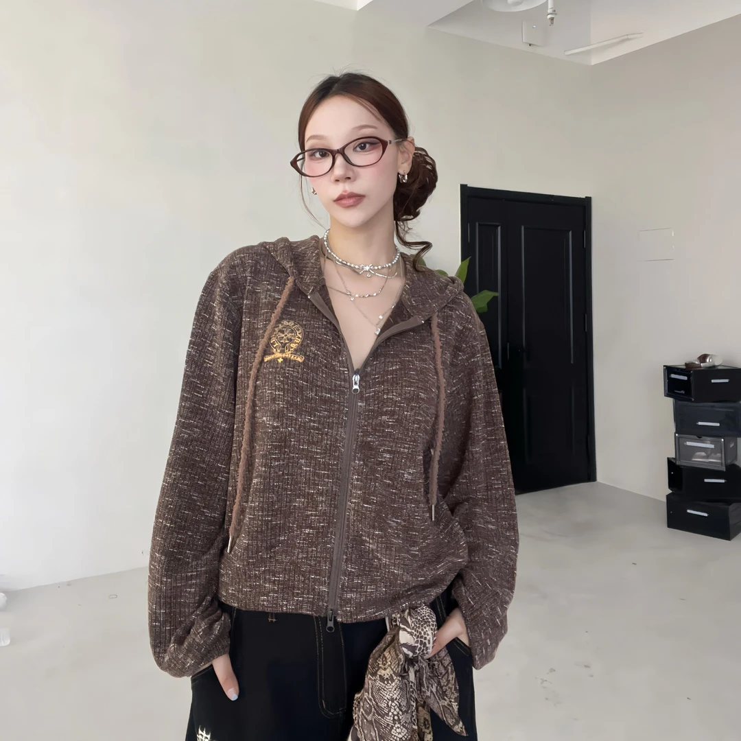 CBXLAB街舞潮牌彩点针织哥特毛衣外套气质长袖百搭宽松秋季复古