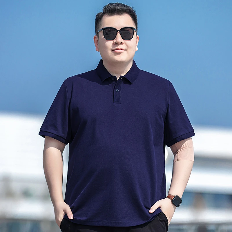 胖子商务休闲纯色翻领半袖体恤夏季薄款男士加大码棉质短袖polo衫
