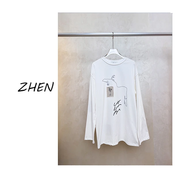 【ZHEN】25K01262 2025新款修身显瘦气质小众设计师款长袖T恤打底