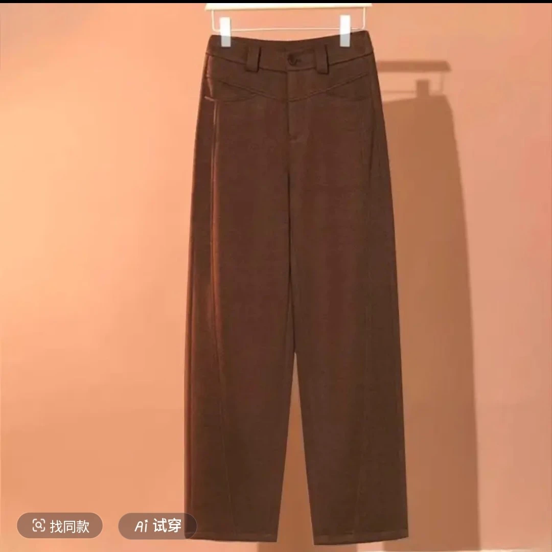 5865款2025冬季新款显瘦高腰毛呢时尚百搭气质休闲裤