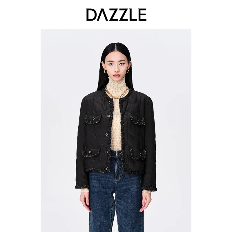 专选DAZZLE地素奥莱复古小香风夹棉绗缝棉服外套2E4H216