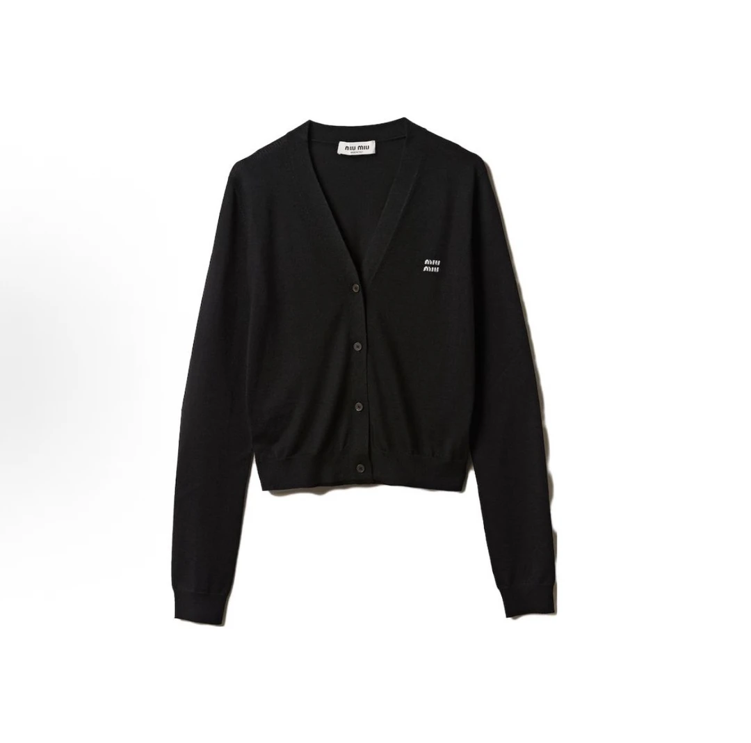 未使用 MIU MIU/缪缪 经典款单排扣黑色羊绒开衫