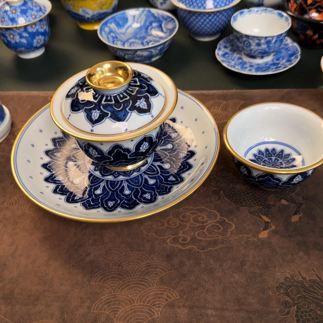 热***室纯手工手绘陶瓷茶具三件