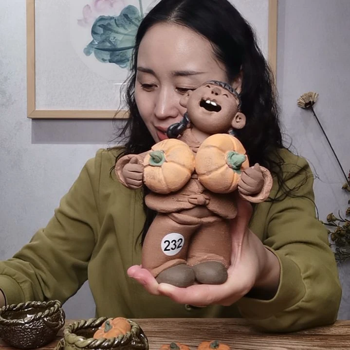 粗砂羲娲娃系列作品抱瓜女娃