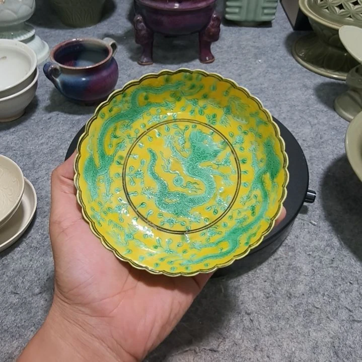 紫砂茶盘不**茶绿彩小杯子一个全品