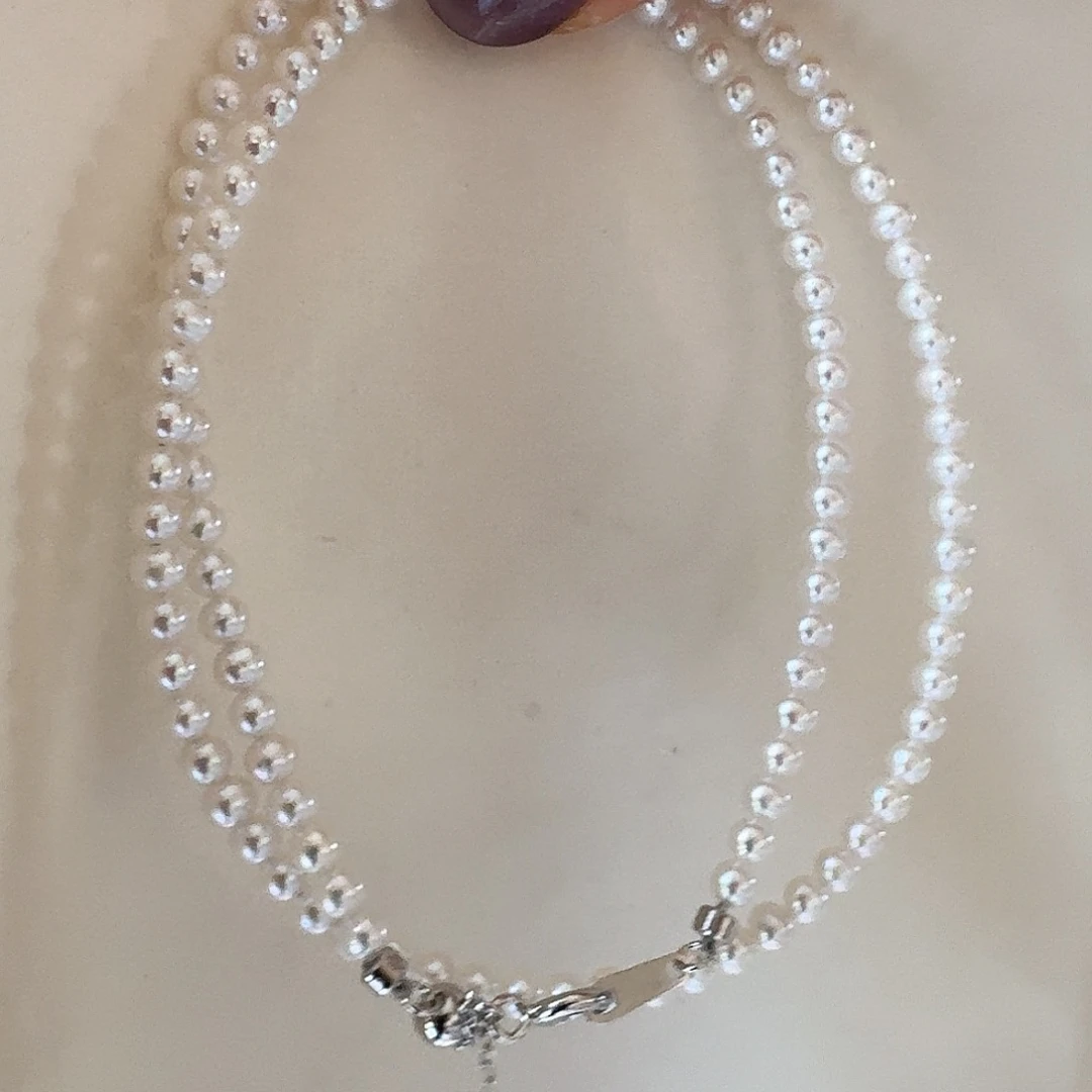 淡水珍珠银S925镶嵌颈饰3mm