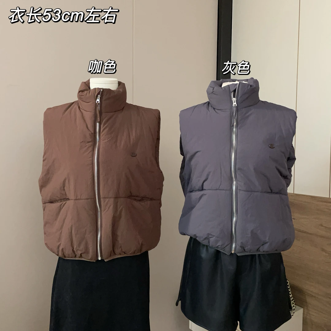 【Si&华严选】韩风复古立领机车夹克风立领棉衣马夹棉服坎肩1598