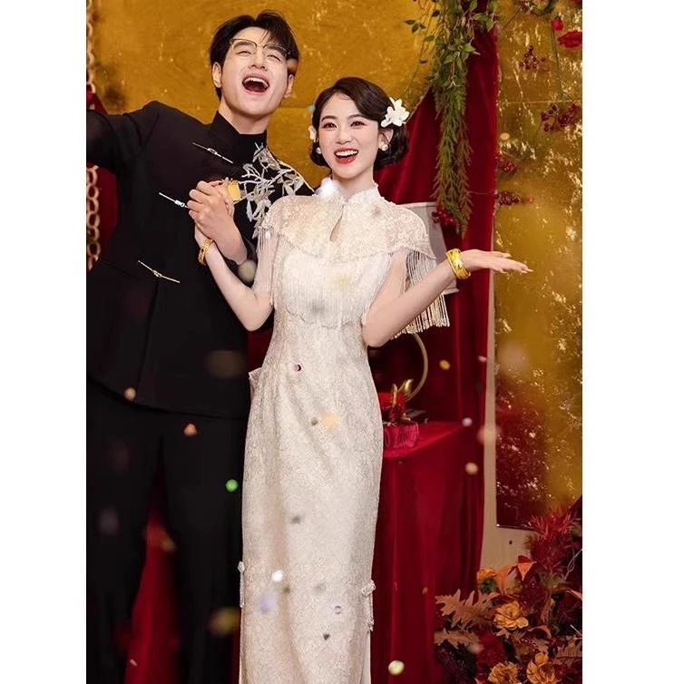 新中式旗袍敬酒服2025新款香槟色新娘订婚礼服裙结婚晨袍回门服夏