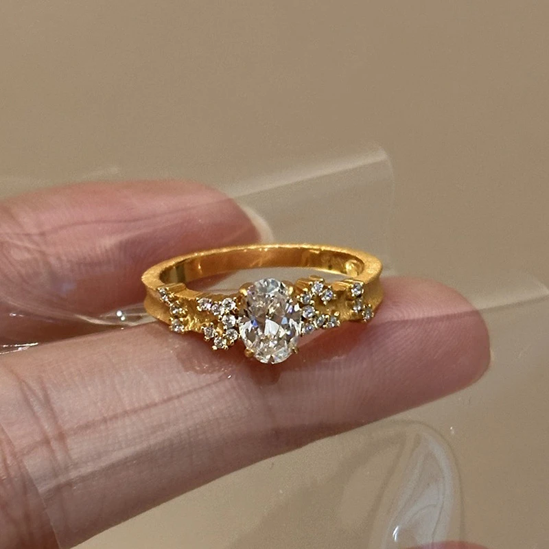 铜合金戒指 戒指爆款奢华时尚鸽子蛋戒指中古风气质指环精致简约