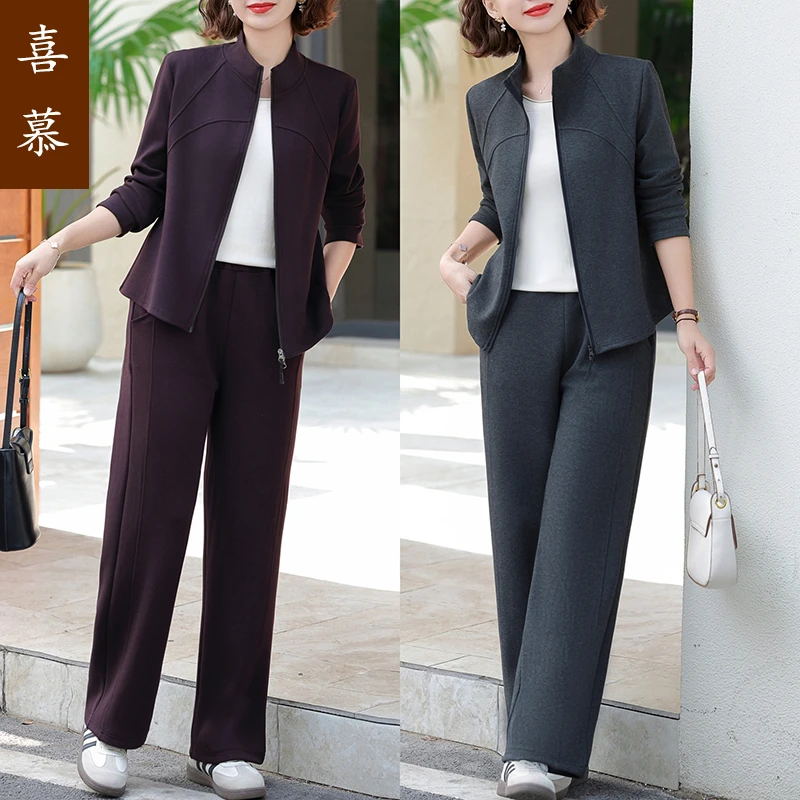 2025新款中年妈妈秋装长袖运动服套装时尚洋气质中老年女装上衣服