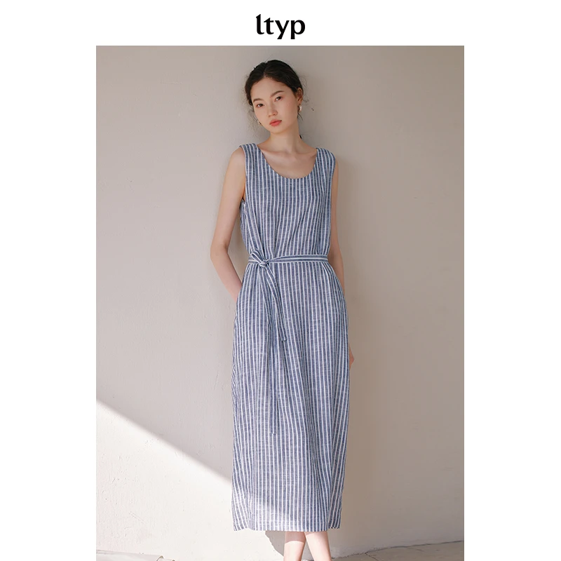 ltyp 3.2 亚麻色织条纹茧型连衣裙松弛文艺T101252037