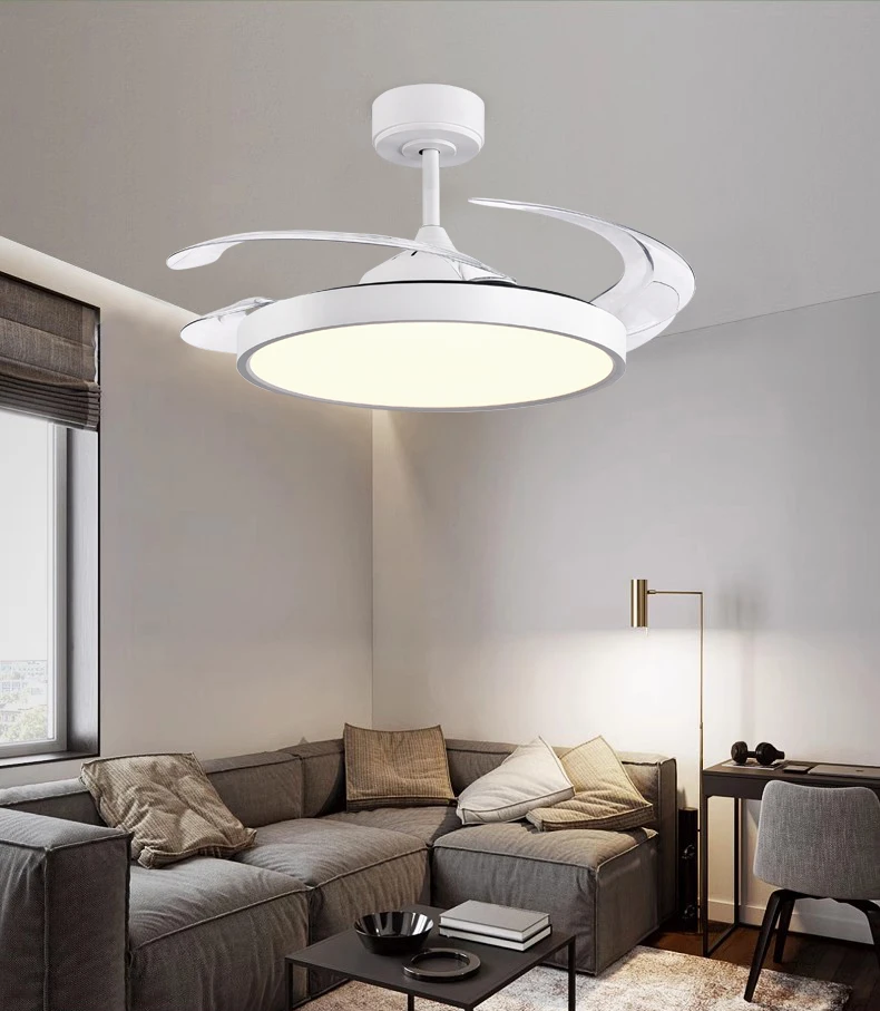 【小陈灯具】佑家风扇灯高显色隐形风扇灯北欧卧室餐厅静音吊扇灯具