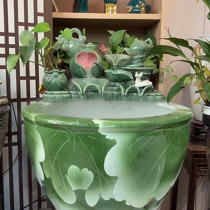 陶瓷Yukonuuii鱼缸流水摆件