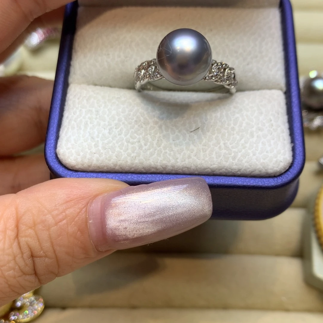 银S925镶嵌戒指海水珍珠