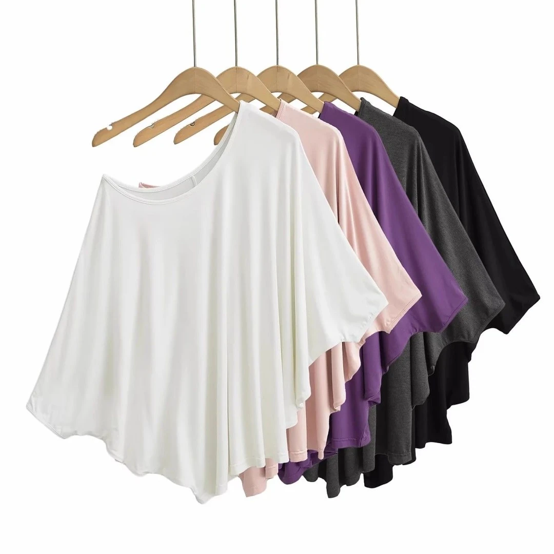 【MOJY】慵懒风宽松纯欲面膜T恤女装夏季新款外穿舒适百搭纯色蝙蝠