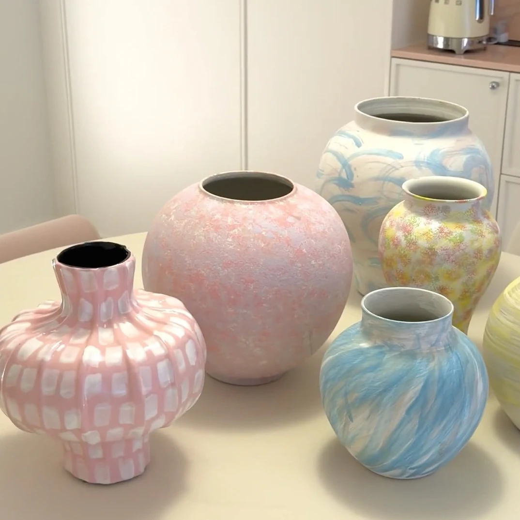 【分青家居】粉色花瓶博主姐姐类似款景德镇手工花器会有误差