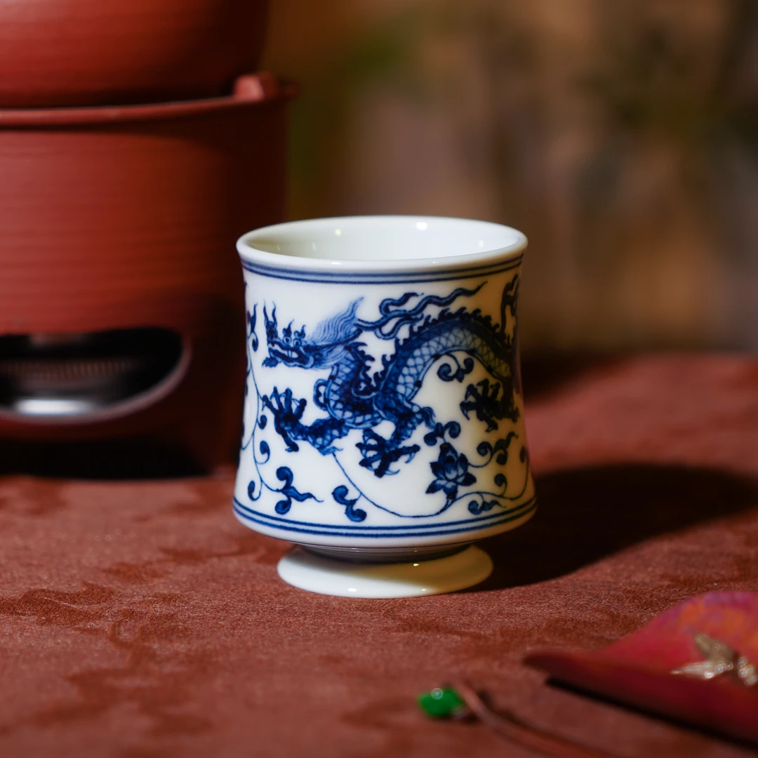 亦然堂  缠枝龙毛竹小威士忌杯   茶具中式茶道喝茶用手工 NH3019