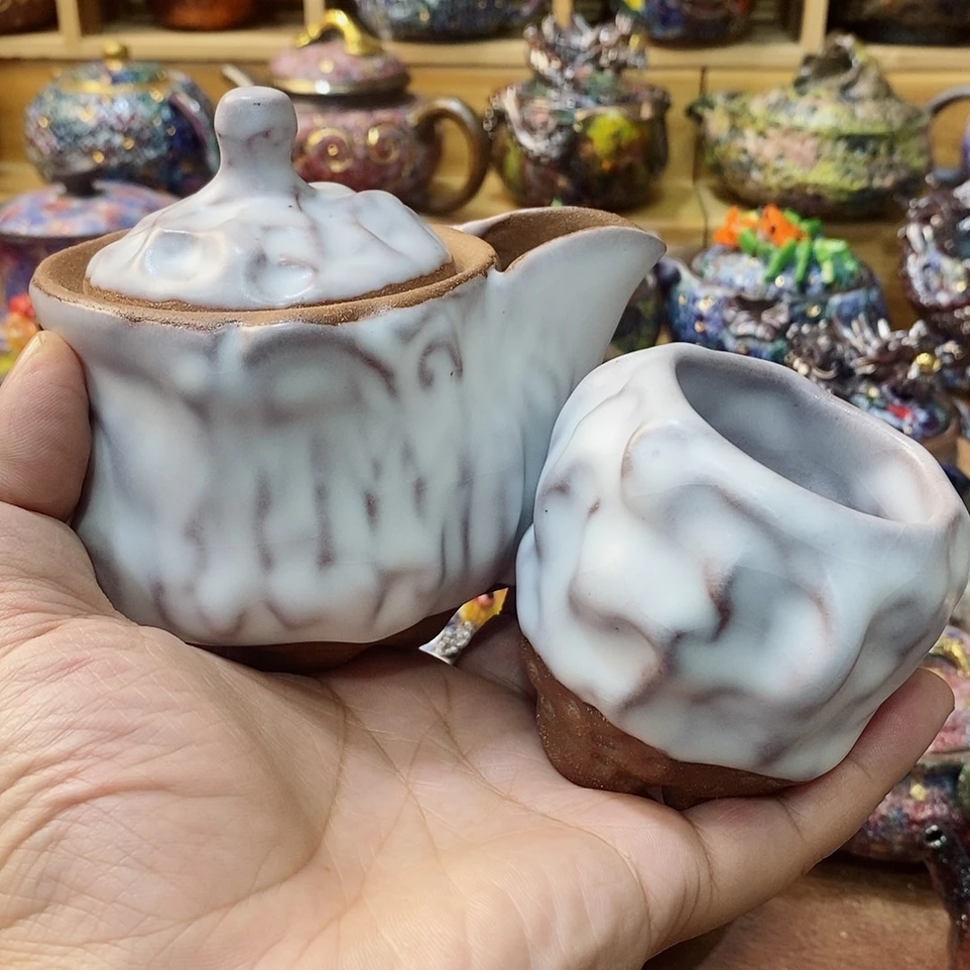 粗陶志野柴烧茶器